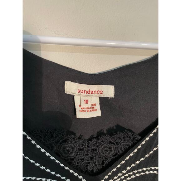Sundance Black and‎ White Floral Embroidered Knee Length Sleevless Dress Size 10 - Picture 9 of 10